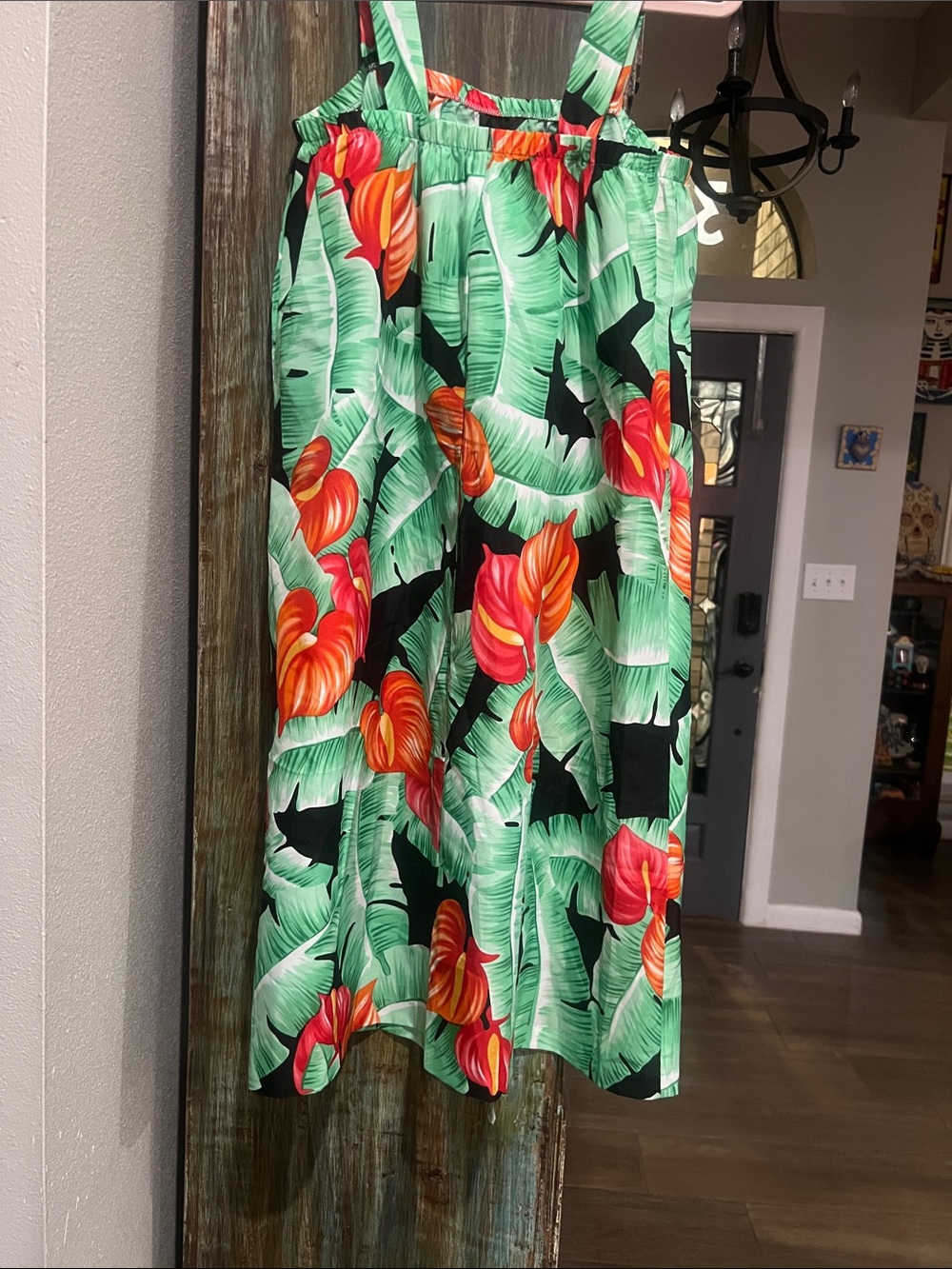 Tropical Green & Black Sundress with Floral Print. By Hilo Hattie - Picture 4 of 5